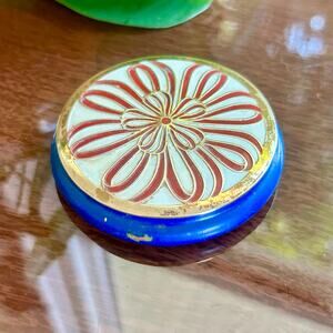 Vintage Richard Hudnut Enamel Powder Compact – Blue Base, Mirror & Puff